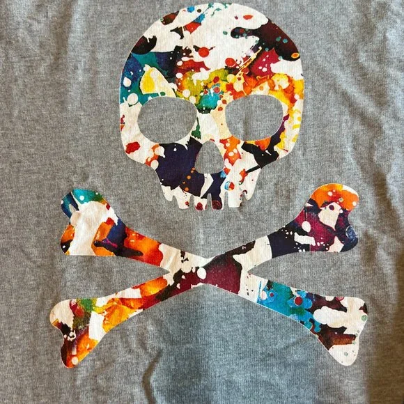 Gray Long Sleeve T-shirt w Skull - XL - Picture 3 of 3